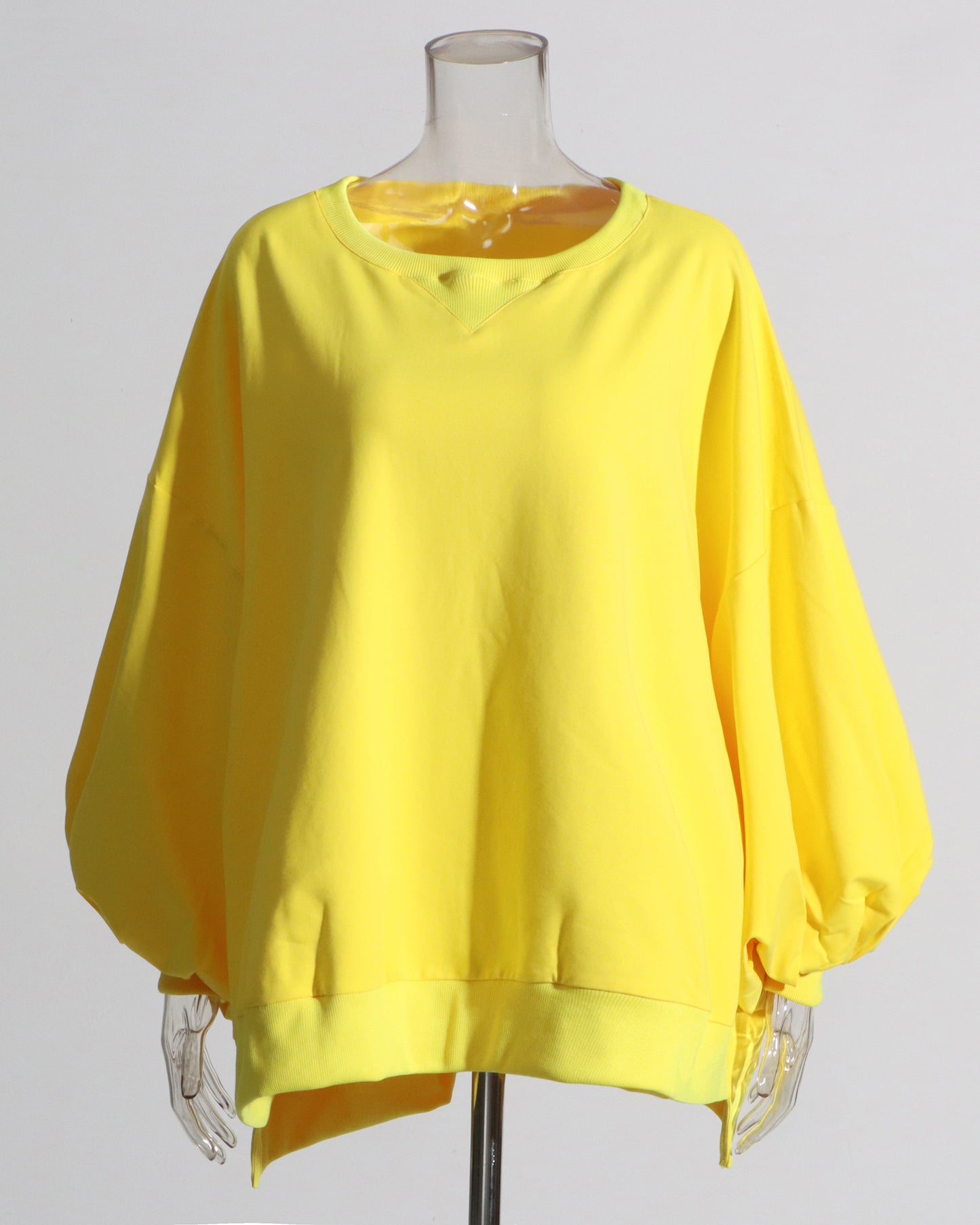 Yellow Oversized Balloon-Sleeve Crewneck Sweatshirt