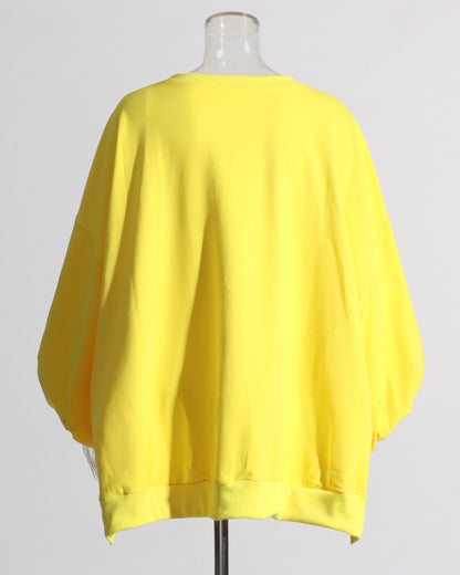 Yellow Oversized Balloon-Sleeve Crewneck Sweatshirt