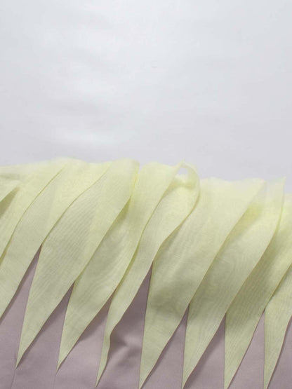Yellow Pink Leaf Pleat Corset Strapless Top