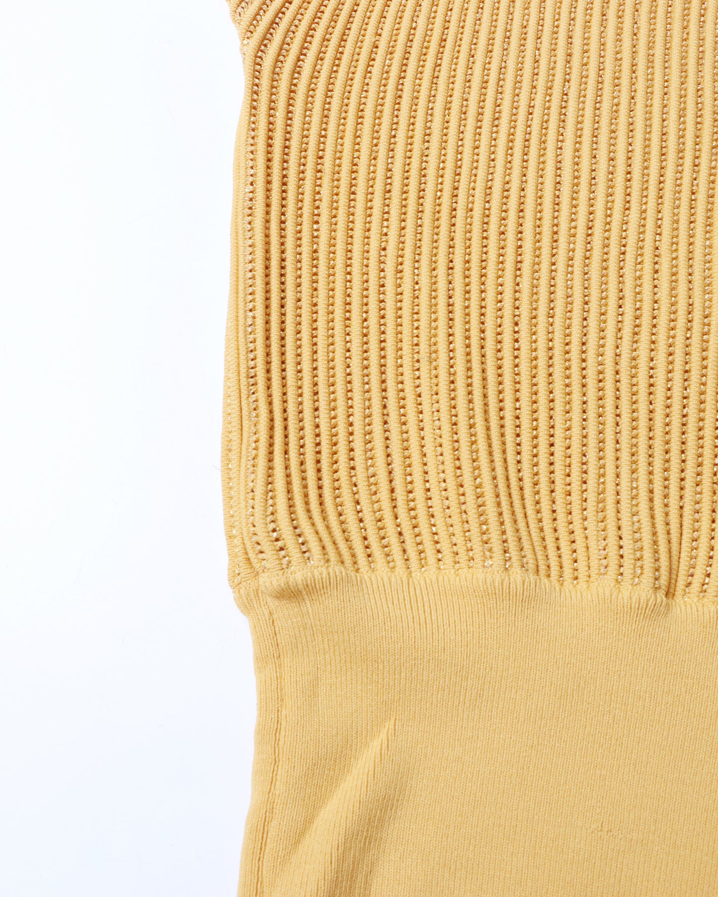 Yellow Ribbed Turtleneck Sweater with Puff Sleeves
