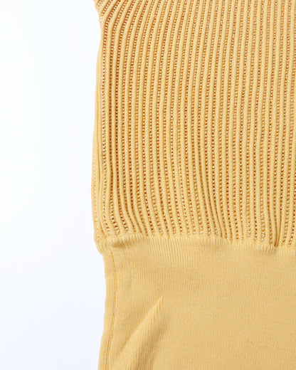 Yellow Ribbed Turtleneck Sweater with Puff Sleeves