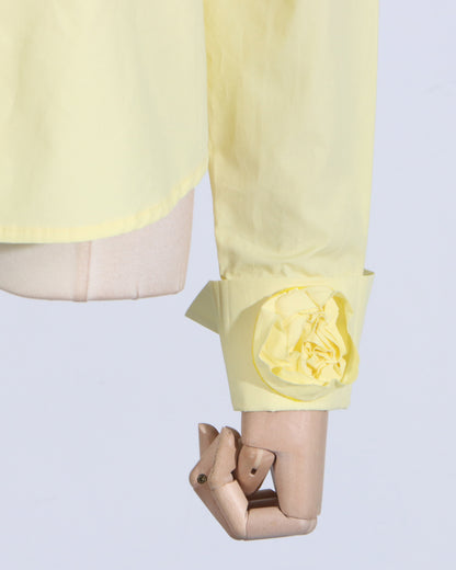 Yellow Rose Applique Button-Down Shirt