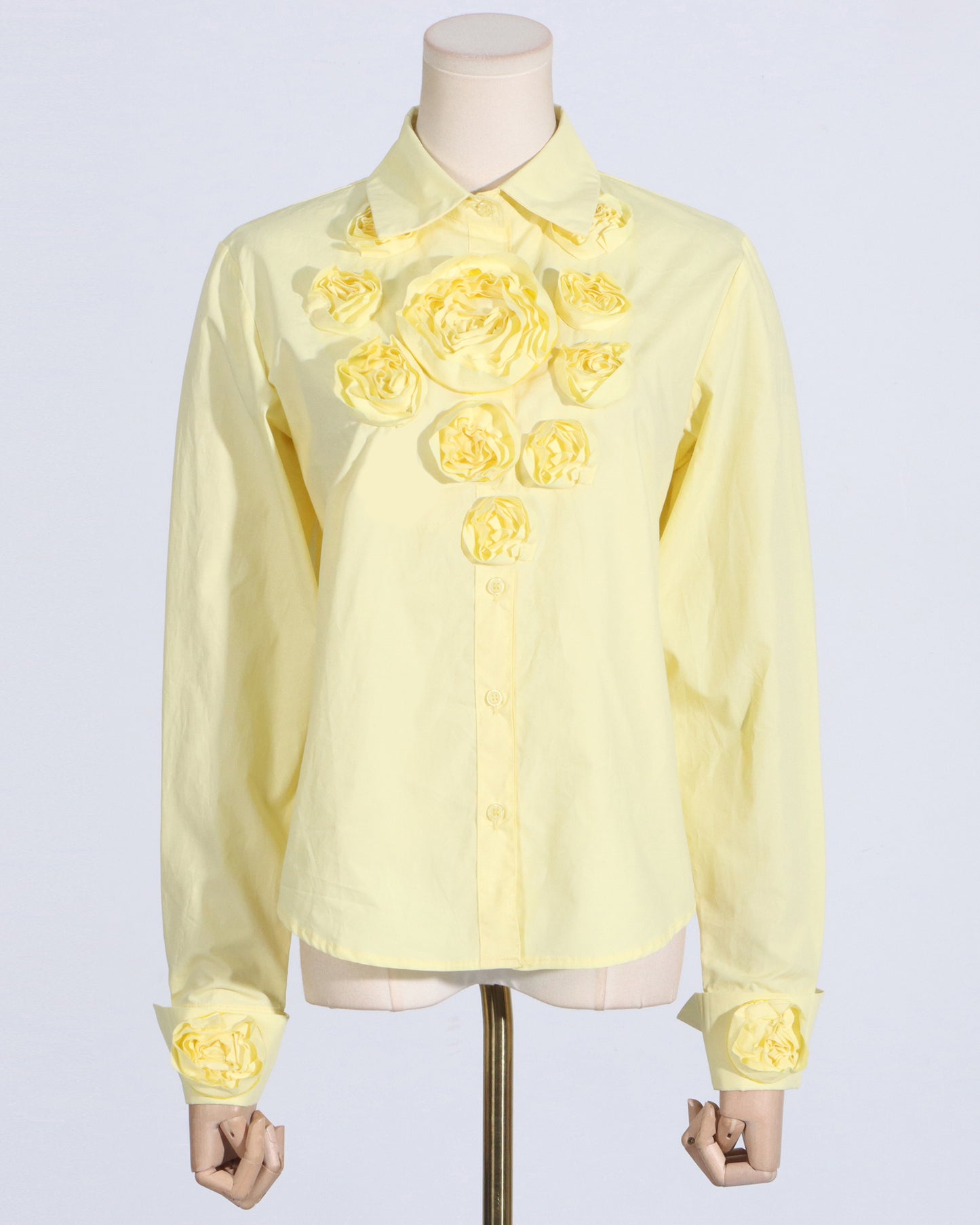 Yellow Rose Applique Button-Down Shirt