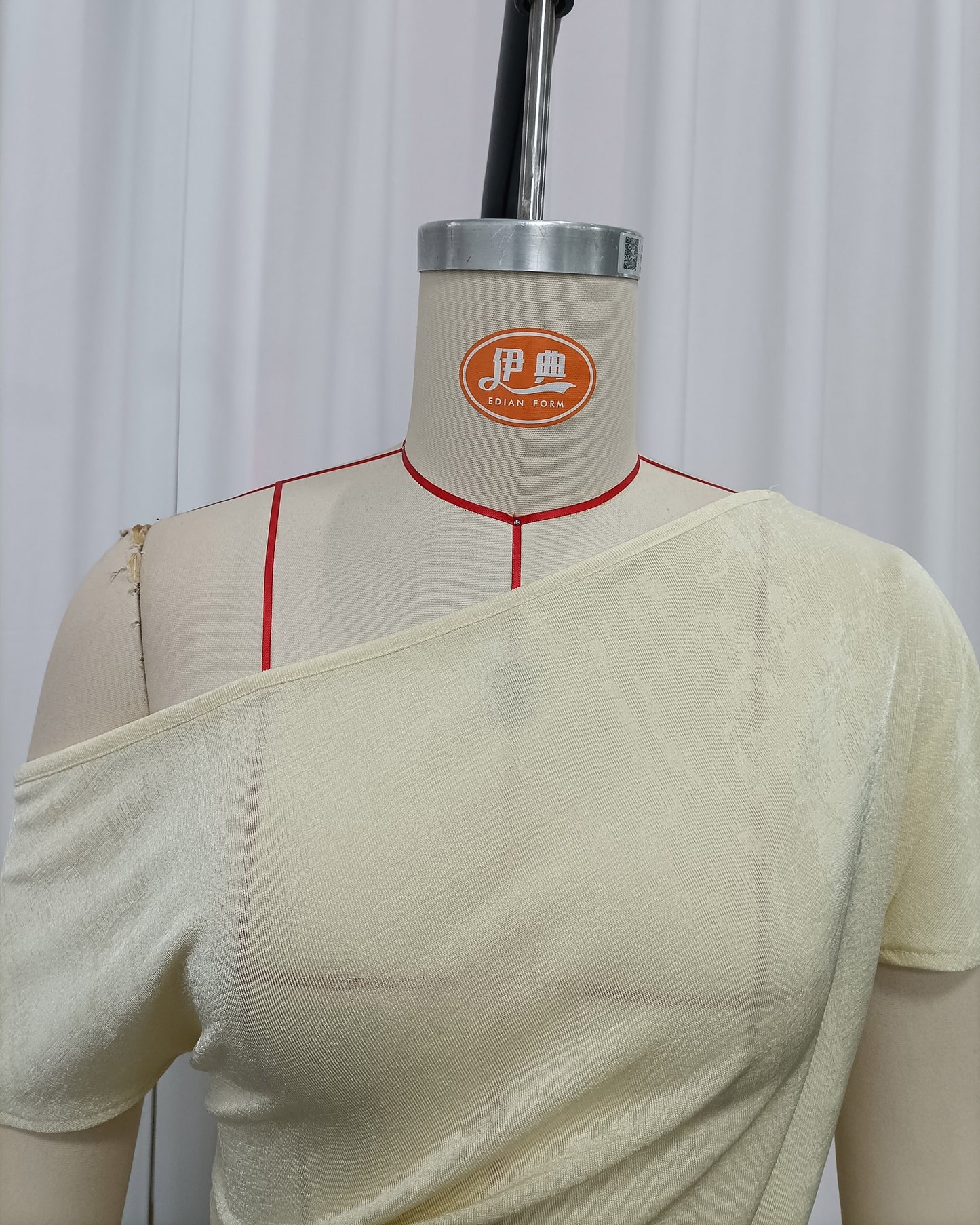 Yellow Sloping Shoulders Ruched Asymmetrical Top