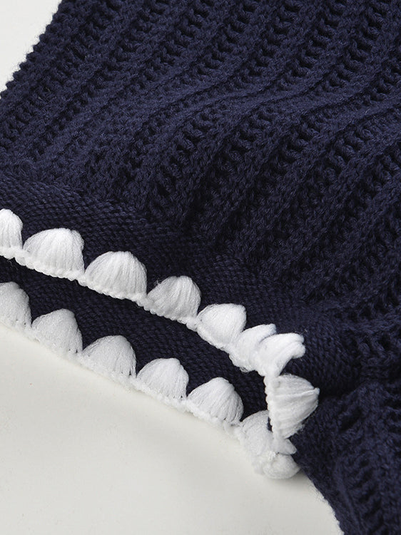 Knit V-neck Ruffles Short Dress