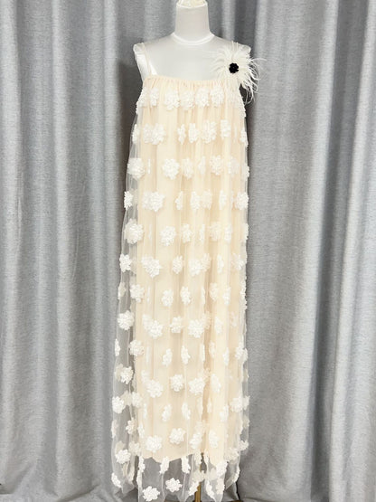 Mesh Patchwork Flower Long Dress