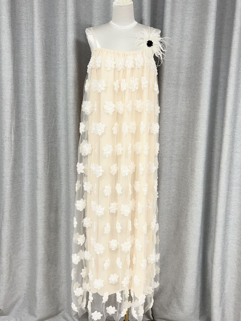 Mesh Patchwork Flower Long Dress