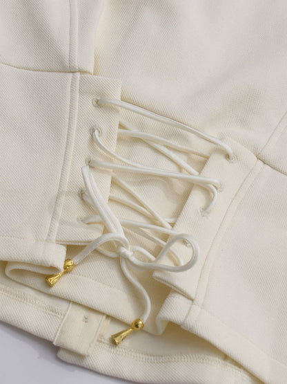 Apricot Cropped Jacket & Skirt Set with Gold Buttons - SISPELL