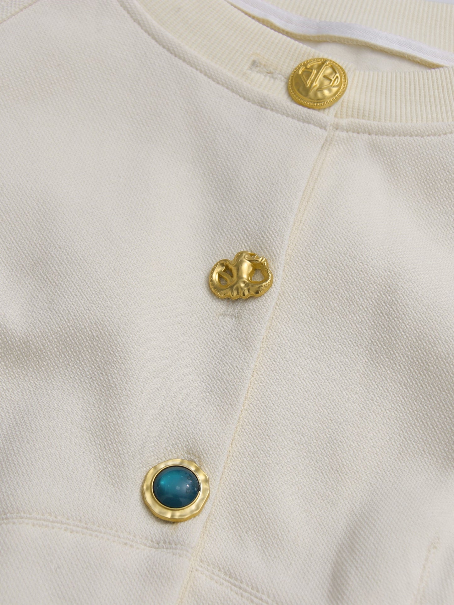 Apricot Cropped Jacket & Skirt Set with Gold Buttons - SISPELL