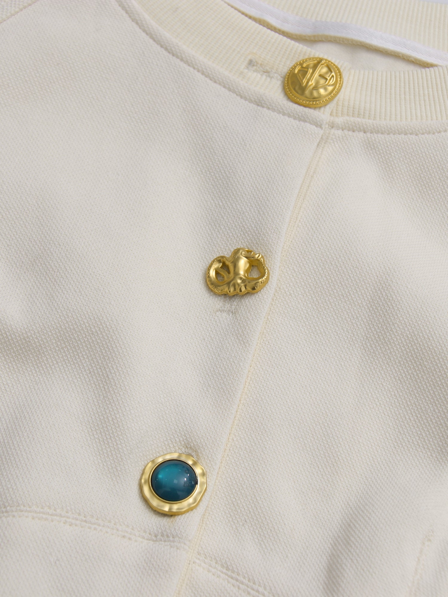 Apricot Cropped Jacket & Skirt Set with Gold Buttons - SISPELL