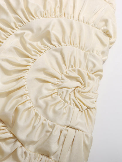 Apricot Halter Maxi Dress with Ruffled Spiral - SISPELL