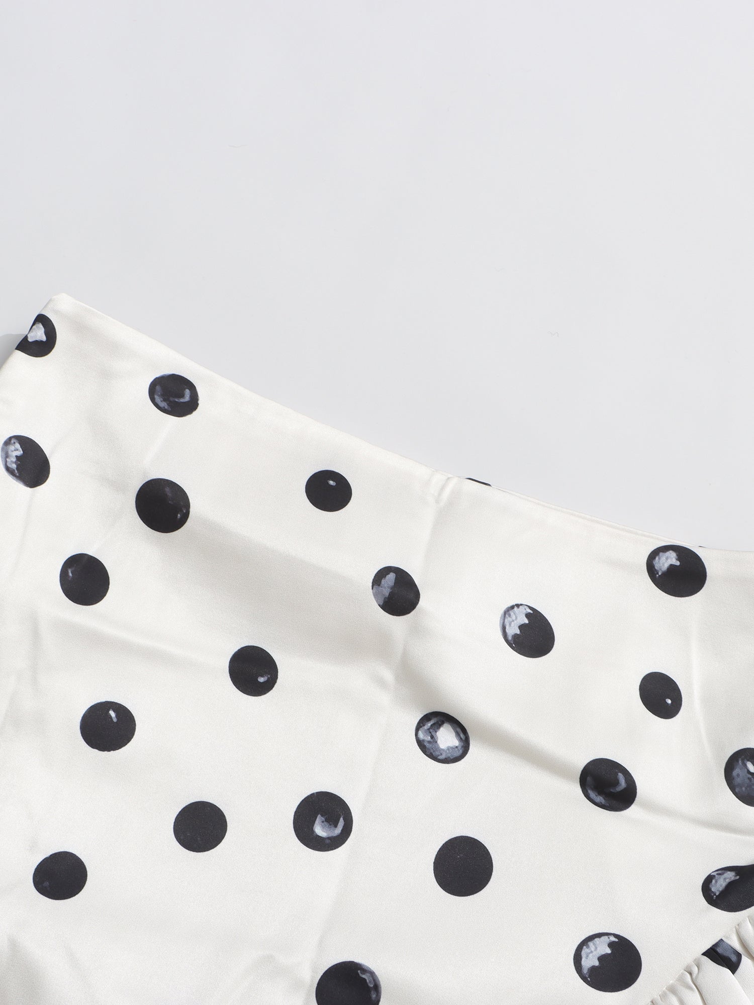 Apricot Polka Dot Midi Skirt with Ruffle Details - SISPELL