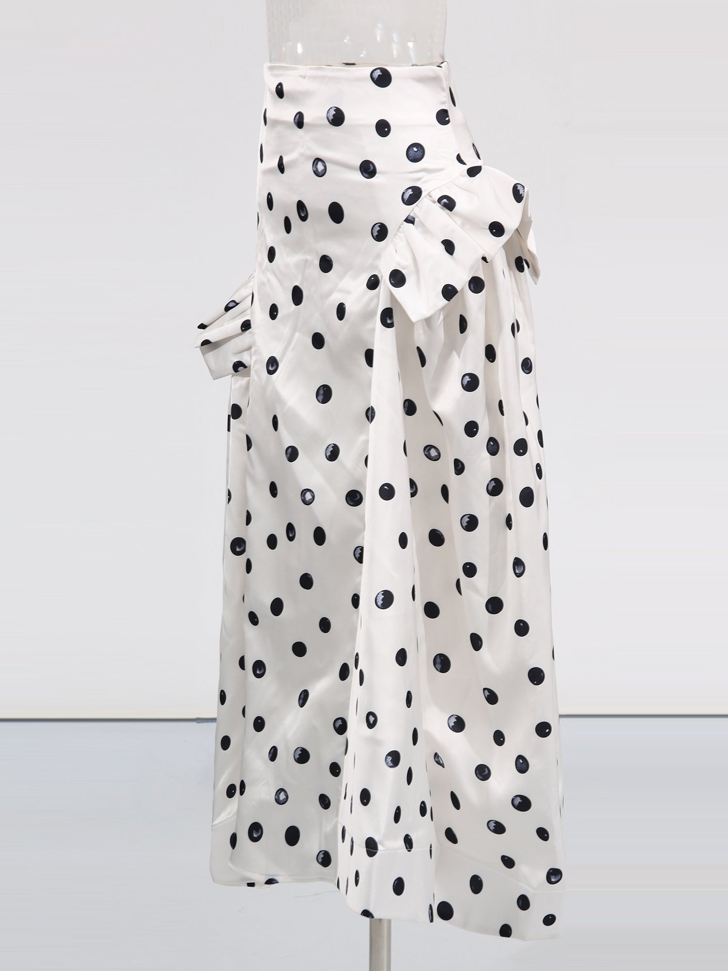 Apricot Polka Dot Midi Skirt with Ruffle Details - SISPELL