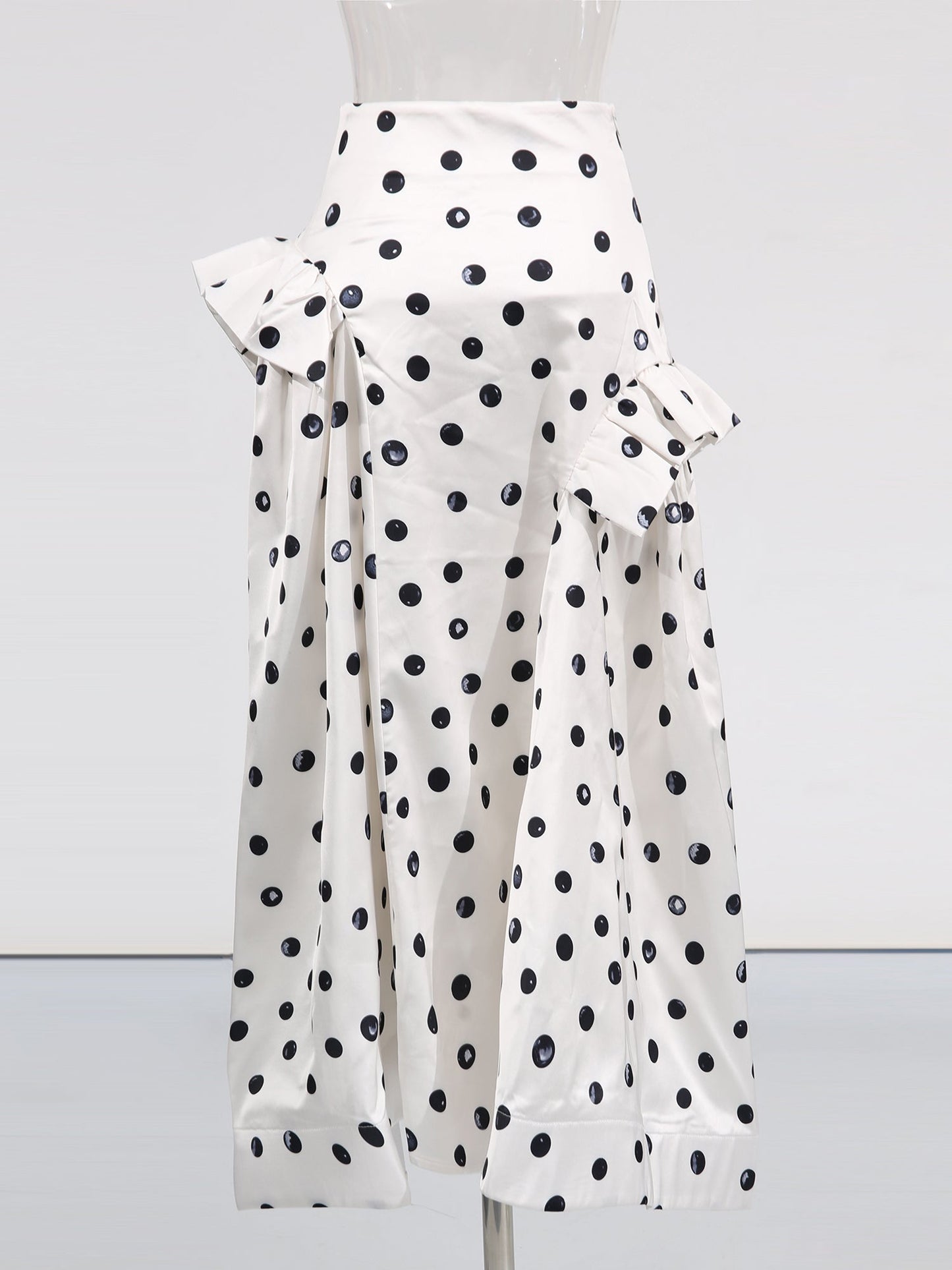 Apricot Polka Dot Midi Skirt with Ruffle Details - SISPELL