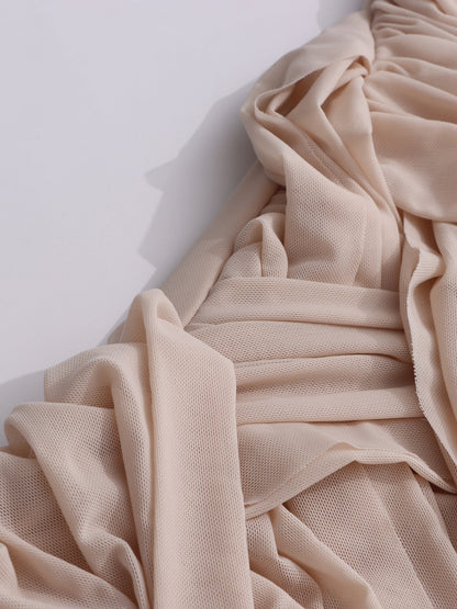 Apricot Sleeveless Knotted Ruched Maxi Dress - SISPELL