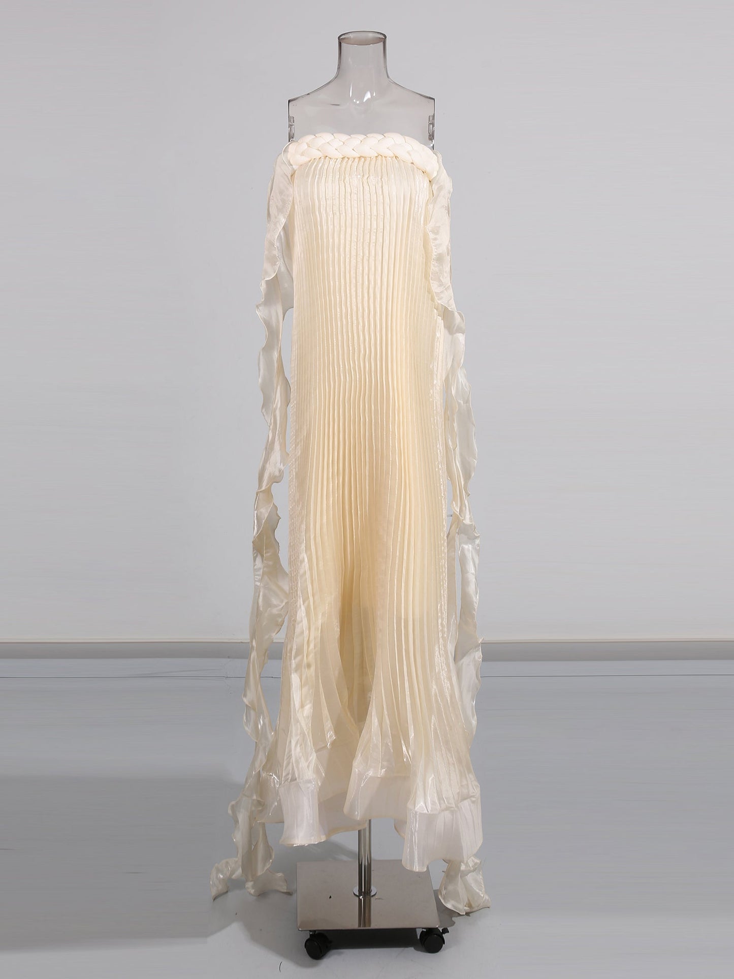 Apricot Strapless Pleated Maxi Dress - SISPELL