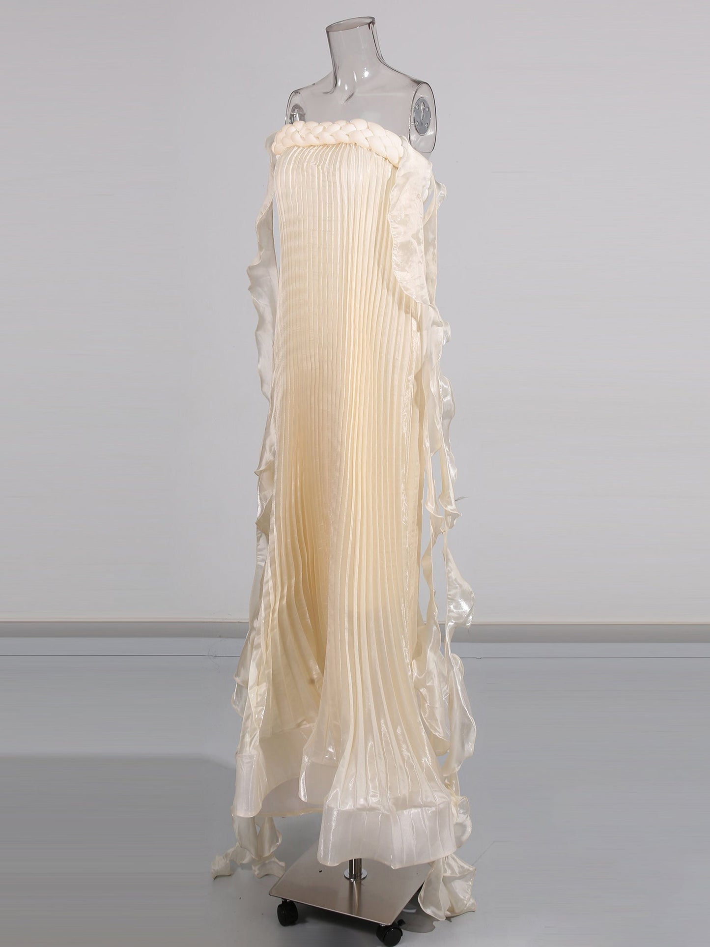 Apricot Strapless Pleated Maxi Dress - SISPELL