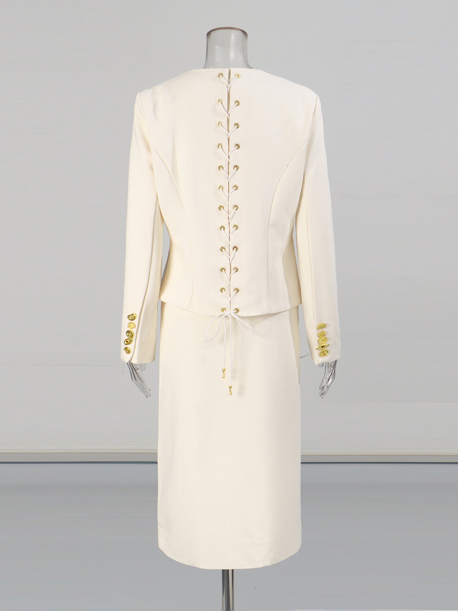 Apricot Two - Piece Set with Gold Button Detailing - SISPELL