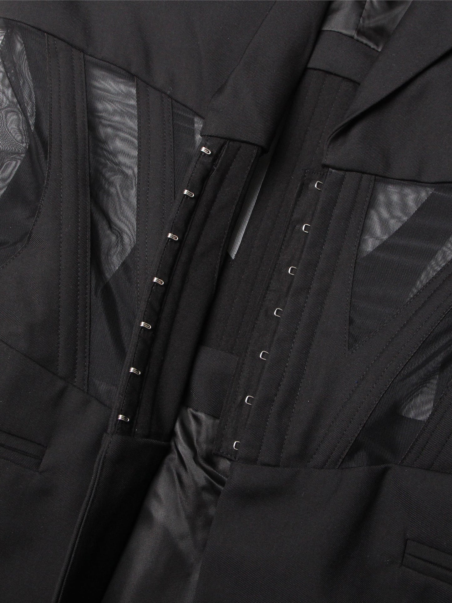 Avant - Garde Black Blazer with Sheer Corset Detail - SISPELL