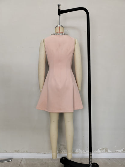 Patchwork Diamonds Sleeveless Short Dress