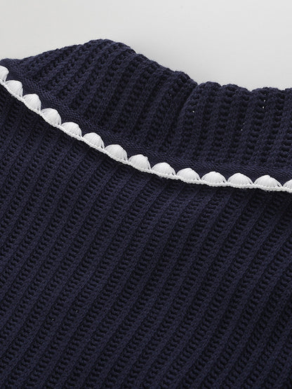 Knit V-neck Ruffles Short Dress