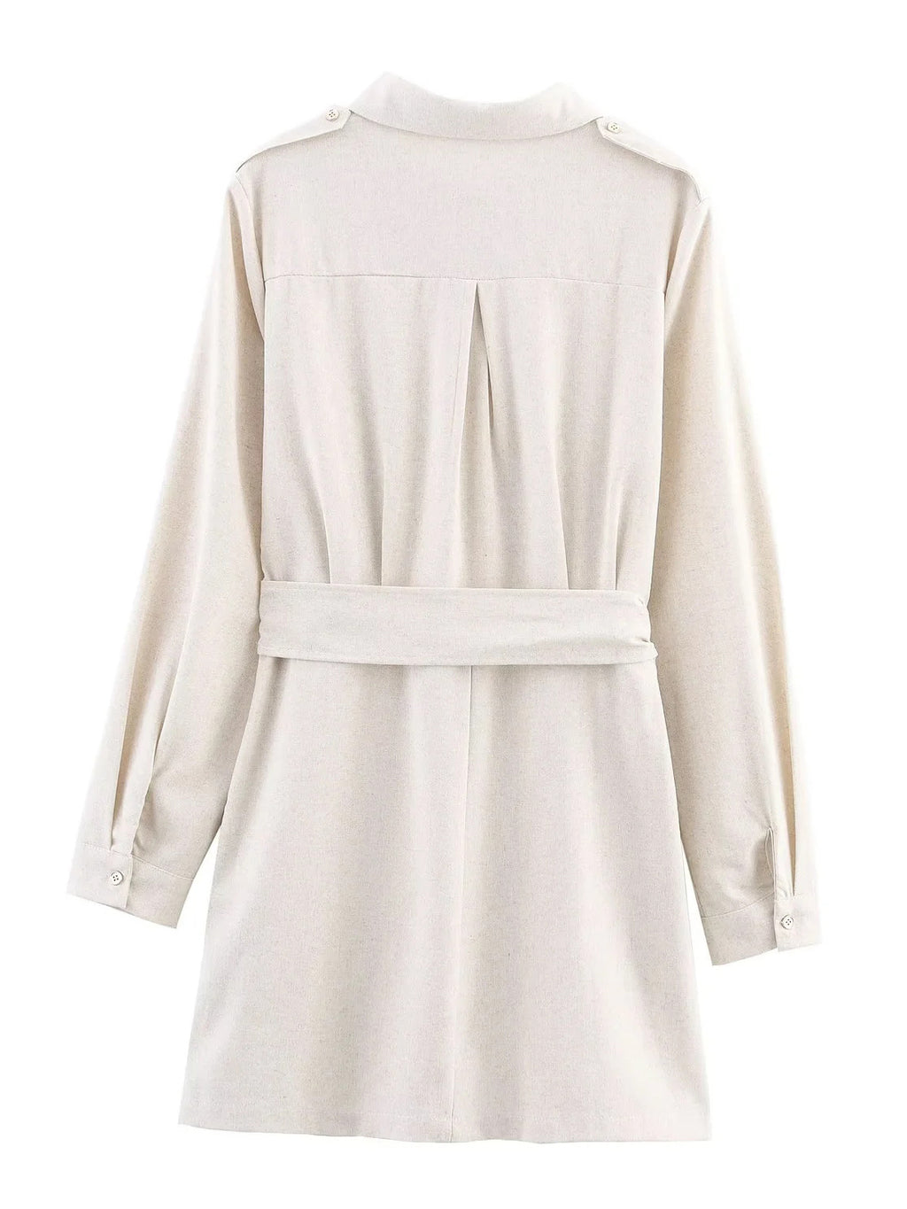 Lapel Solid Patchwork Short Dress