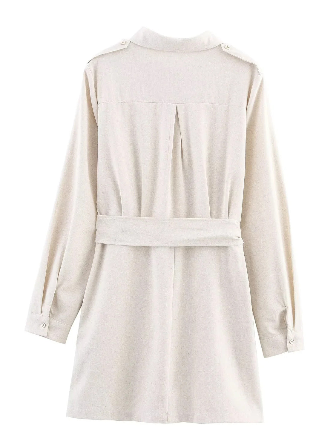 Lapel Solid Patchwork Short Dress
