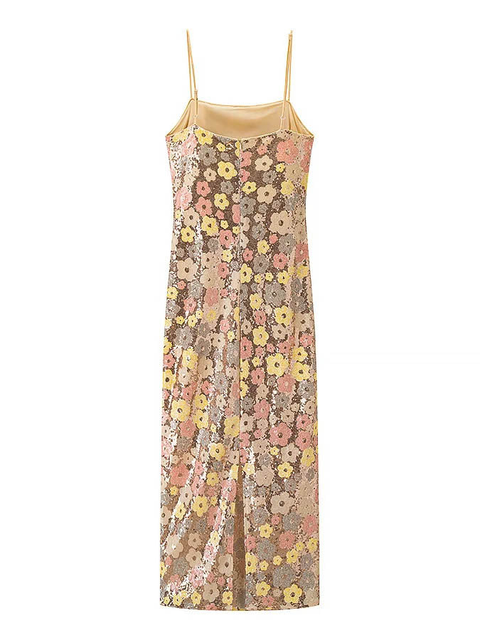 Patchwork Starp Flower Long Dress