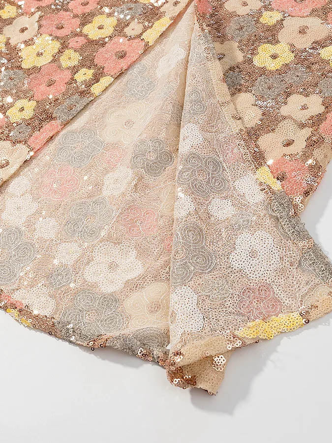 Patchwork Starp Flower Long Dress