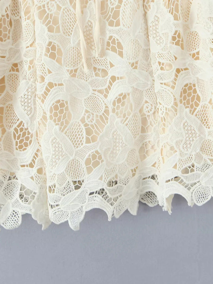 Lace Patchwork Strap Short Dress