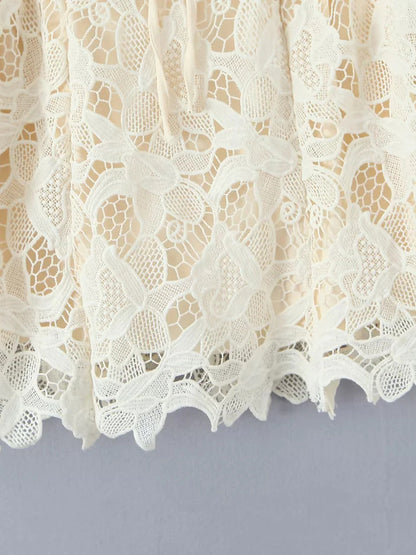 Lace Patchwork Strap Short Dress