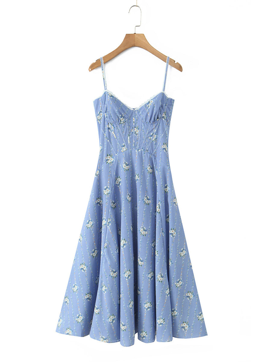 Elegant Strap Pleated Midi Dress