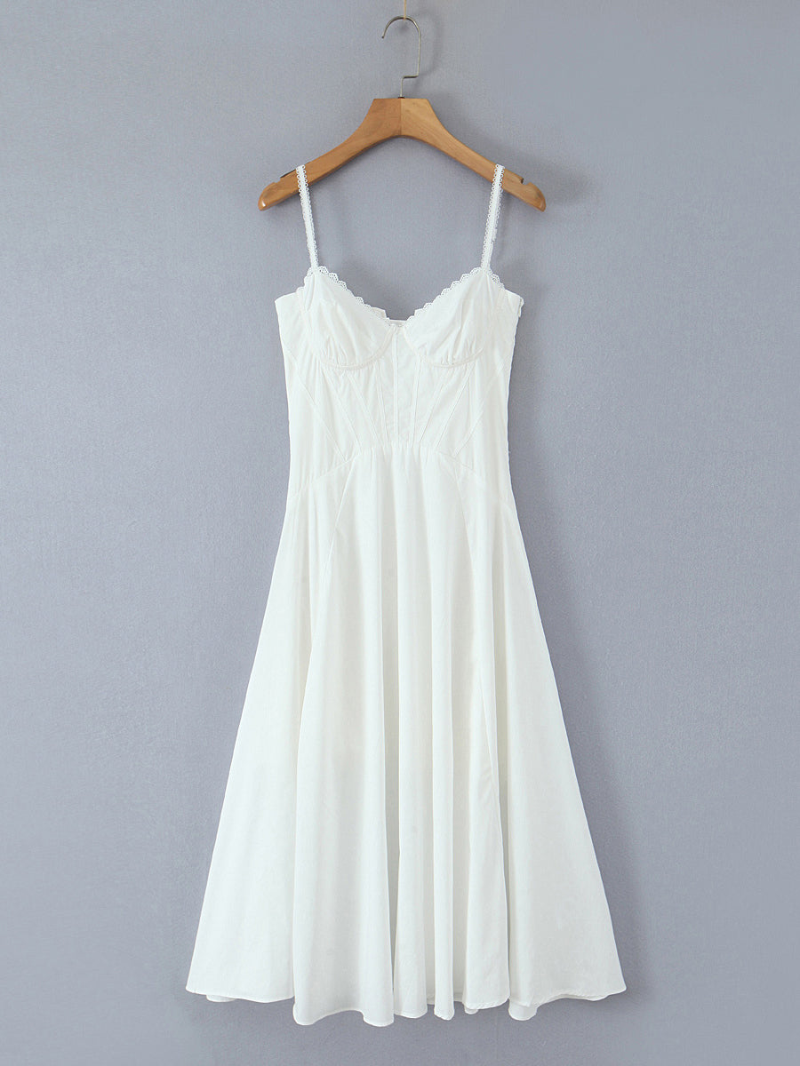 Elegant Strap Pleated Midi Dress