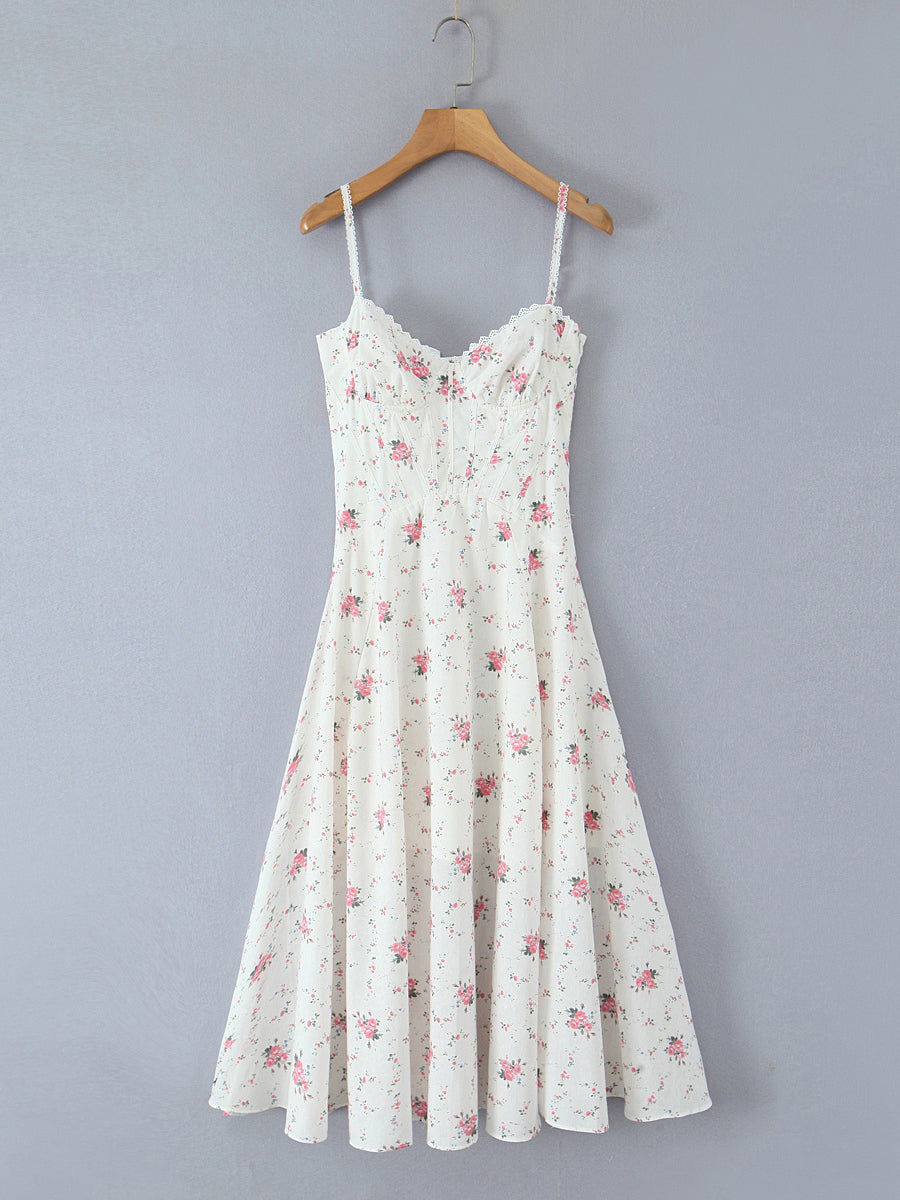 Elegant Strap Pleated Midi Dress