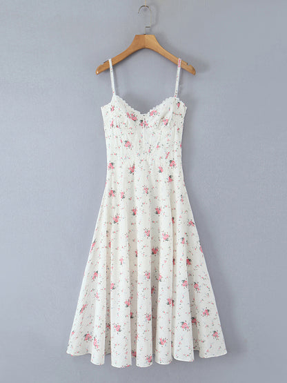 Elegant Strap Pleated Midi Dress