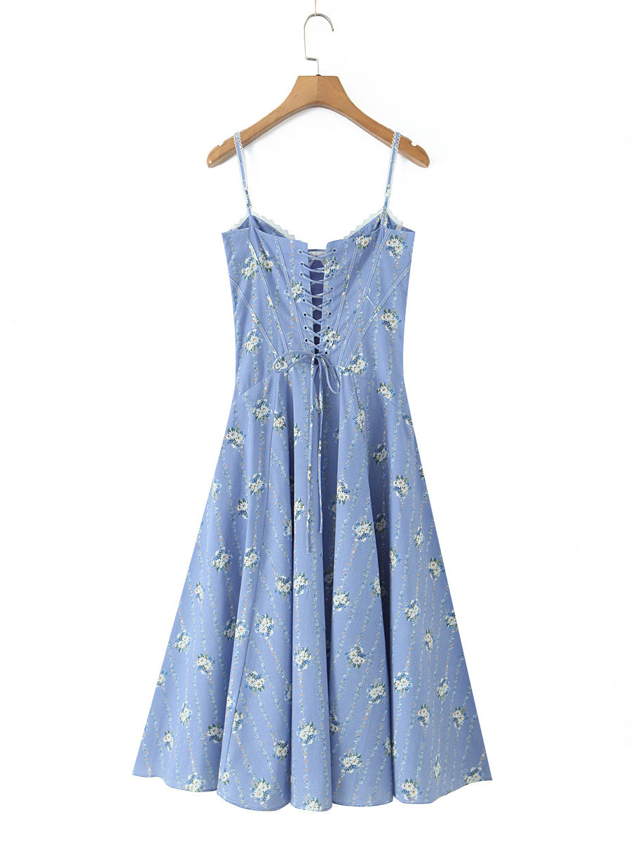 Elegant Strap Pleated Midi Dress