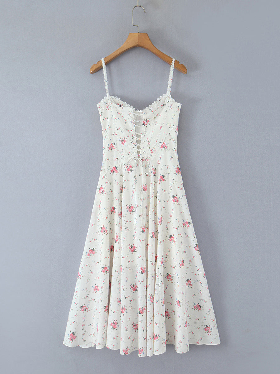 Elegant Strap Pleated Midi Dress