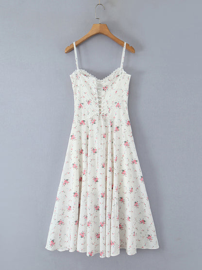 Elegant Strap Pleated Midi Dress
