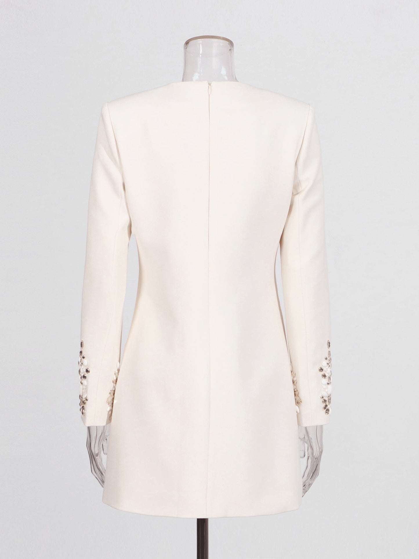 Beige Rhinestone - Embellished Mini Dress - SISPELL