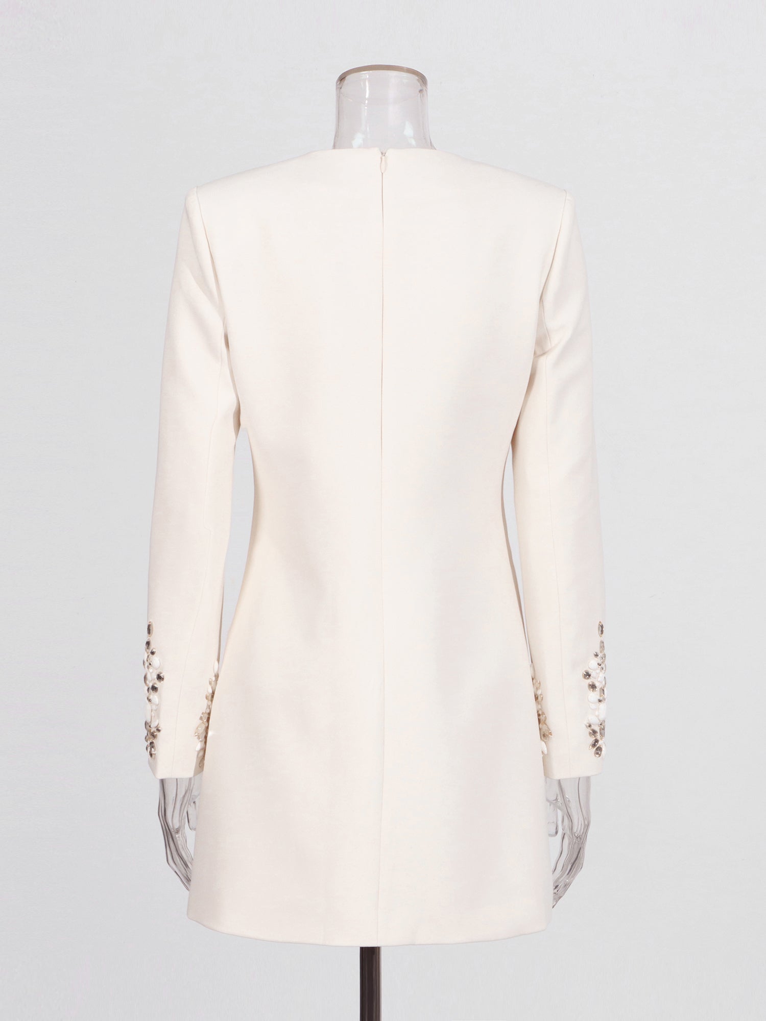 Beige Rhinestone - Embellished Mini Dress - SISPELL