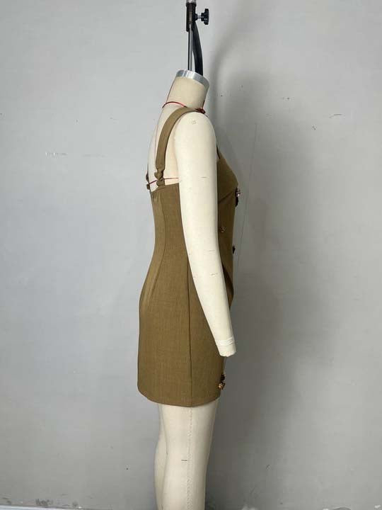 Elegant Solid Patchwork Short Dress
