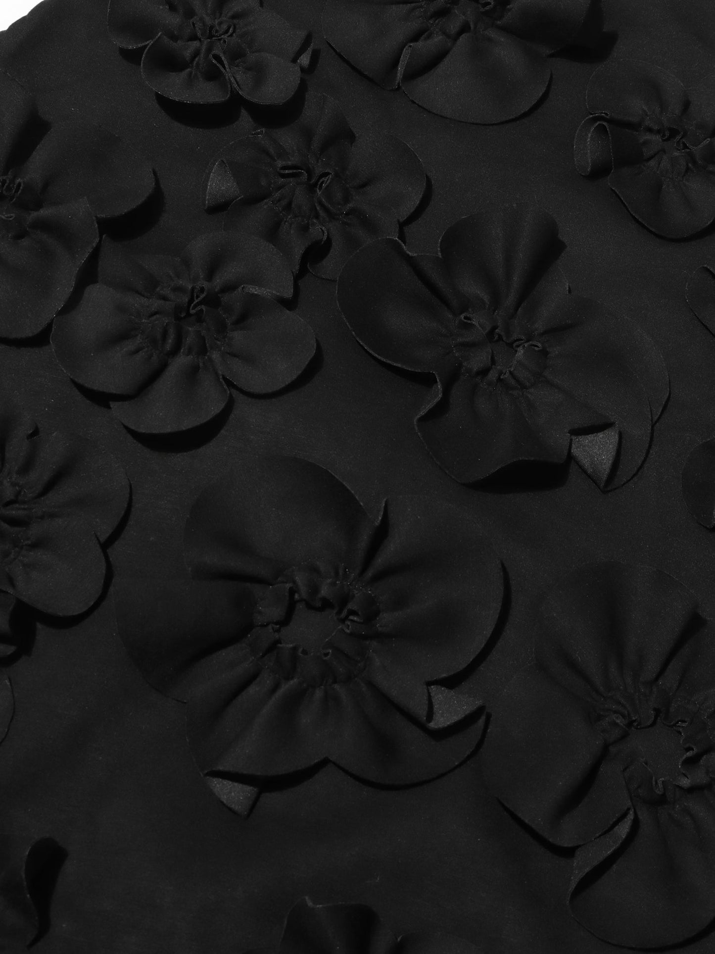 Black 3D Floral High Neck Midi Dress - SISPELL