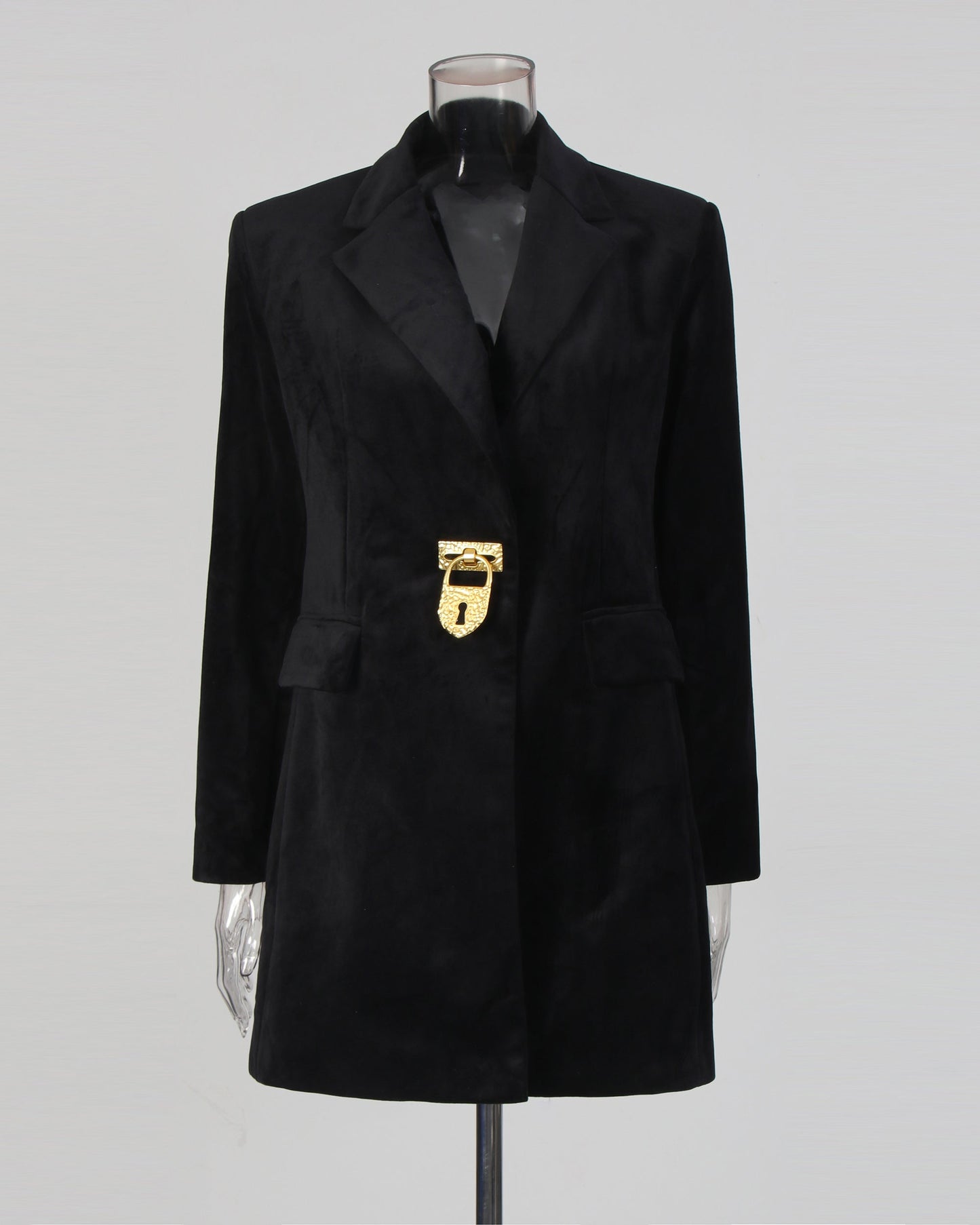Black Blazer with Gold Lock Accent - SISPELL