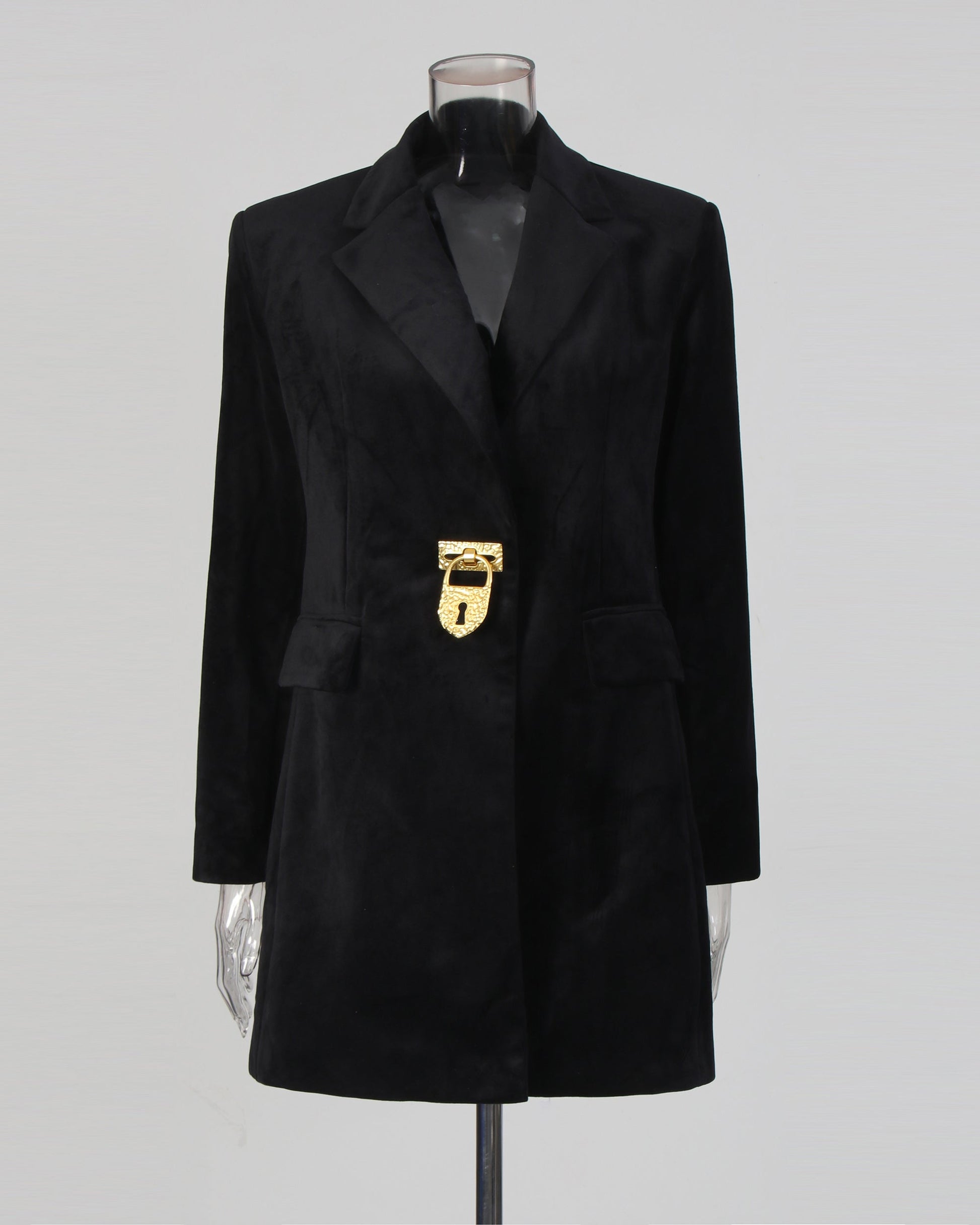 Black Blazer with Gold Lock Accent - SISPELL