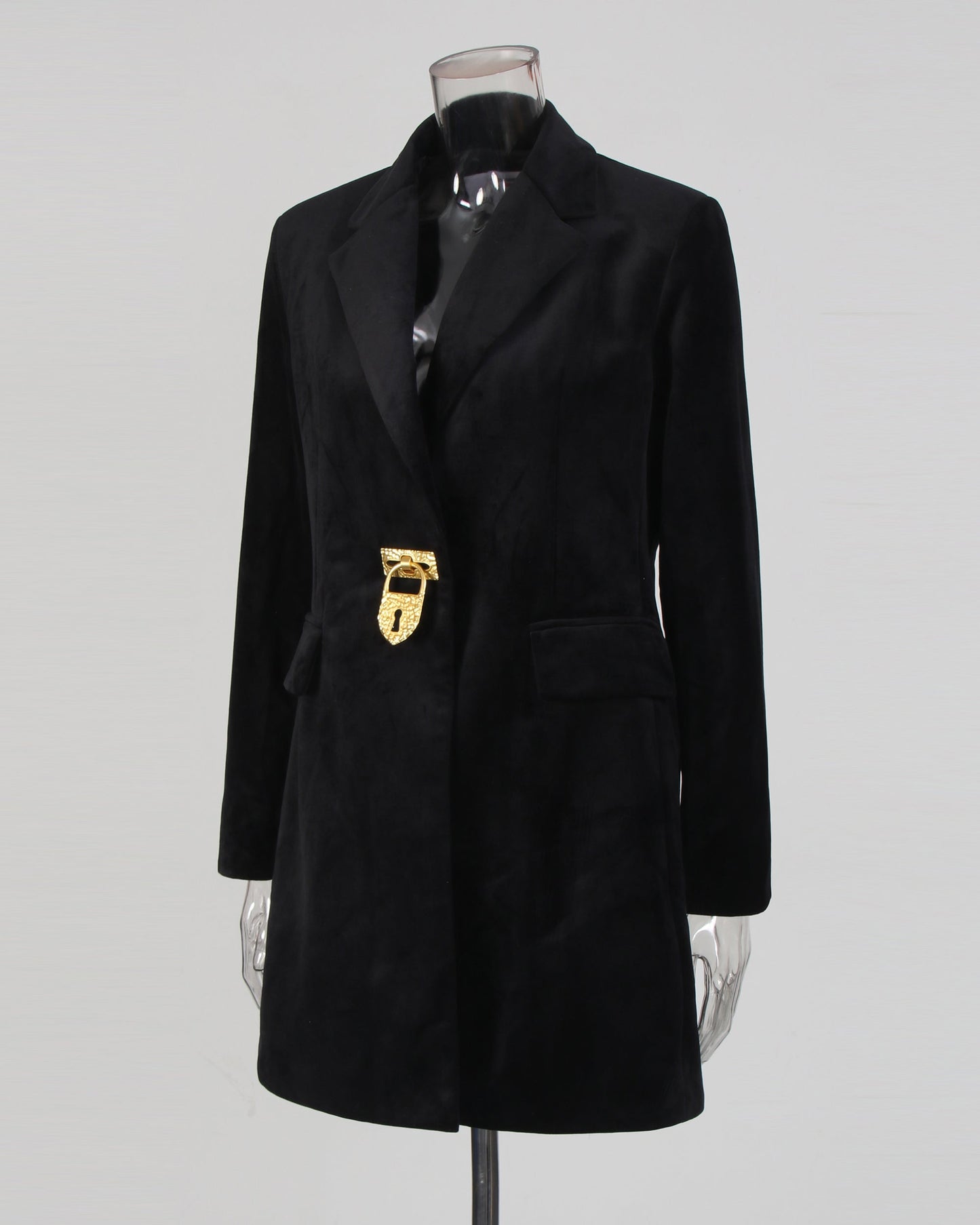 Black Blazer with Gold Lock Accent - SISPELL
