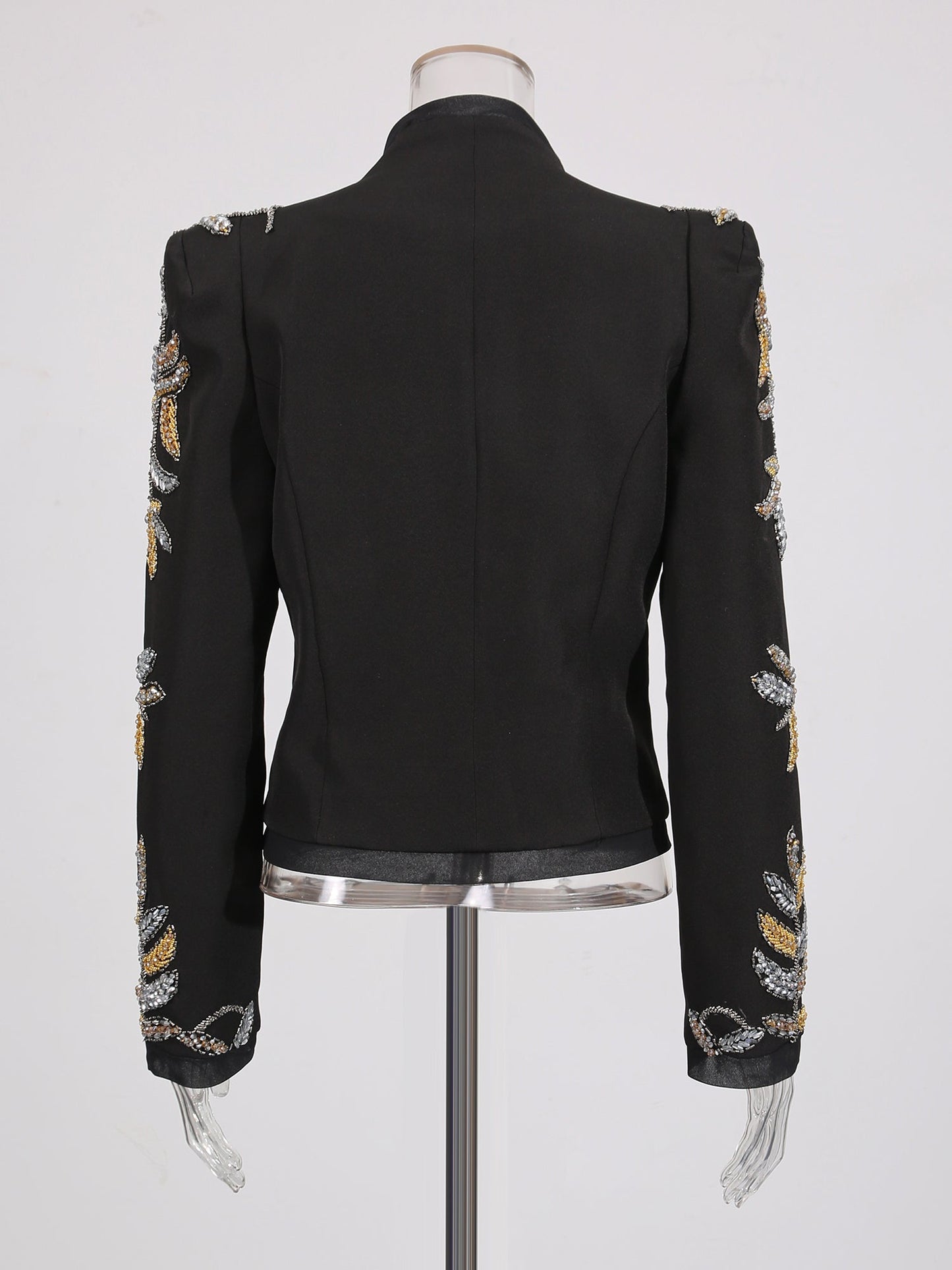 Black Blazer with Gold & Silver Beaded Embellishments - SISPELL