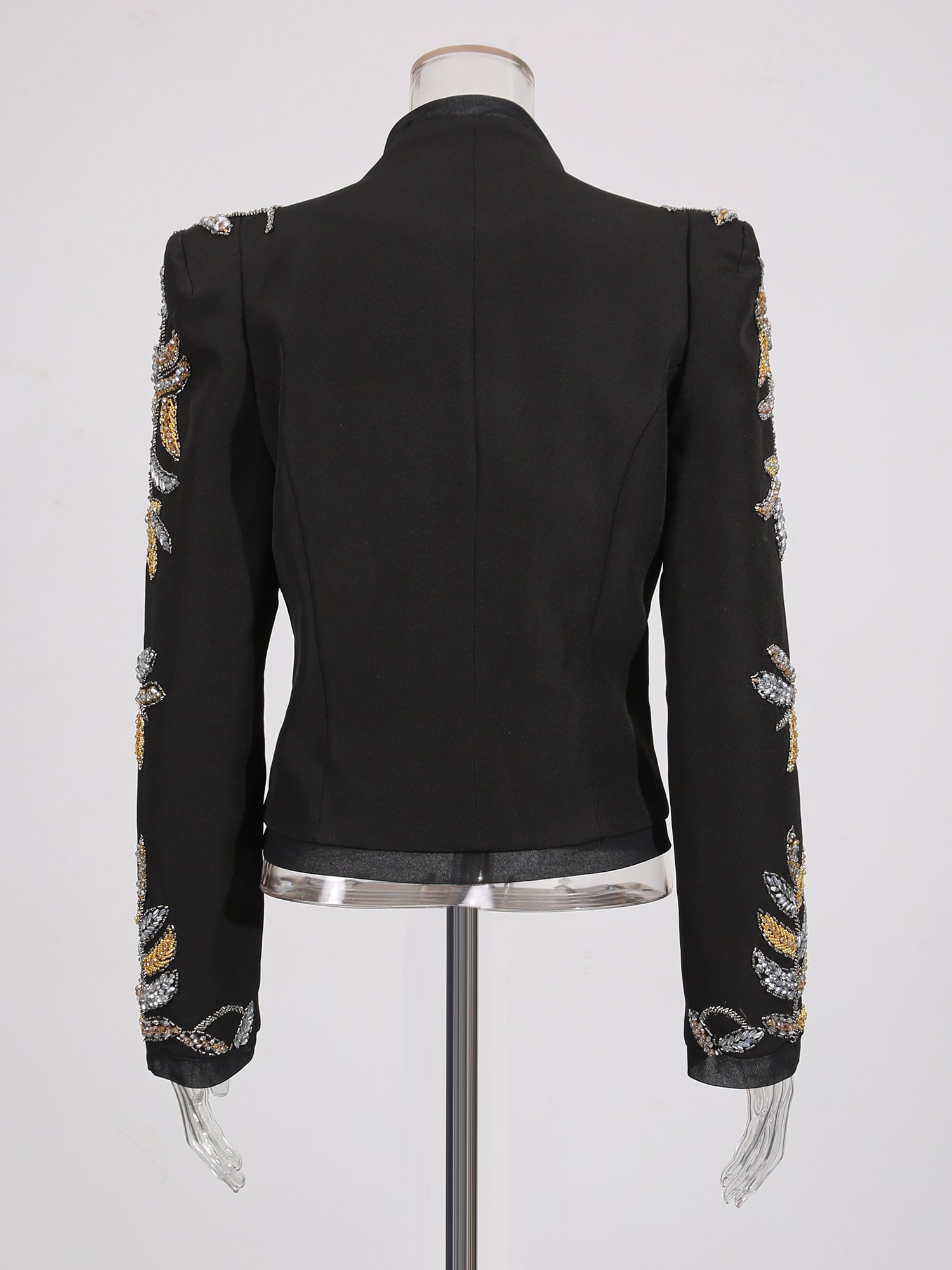 Black Blazer with Gold & Silver Beaded Embellishments - SISPELL