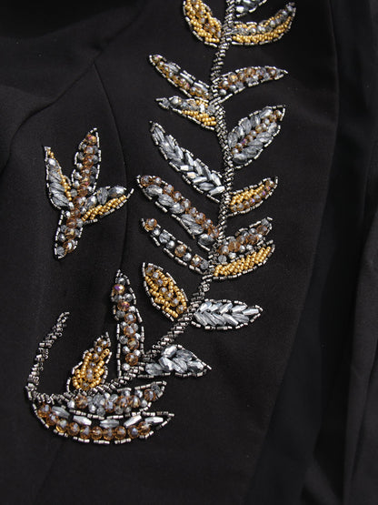 Black Blazer with Gold & Silver Beaded Embellishments - SISPELL
