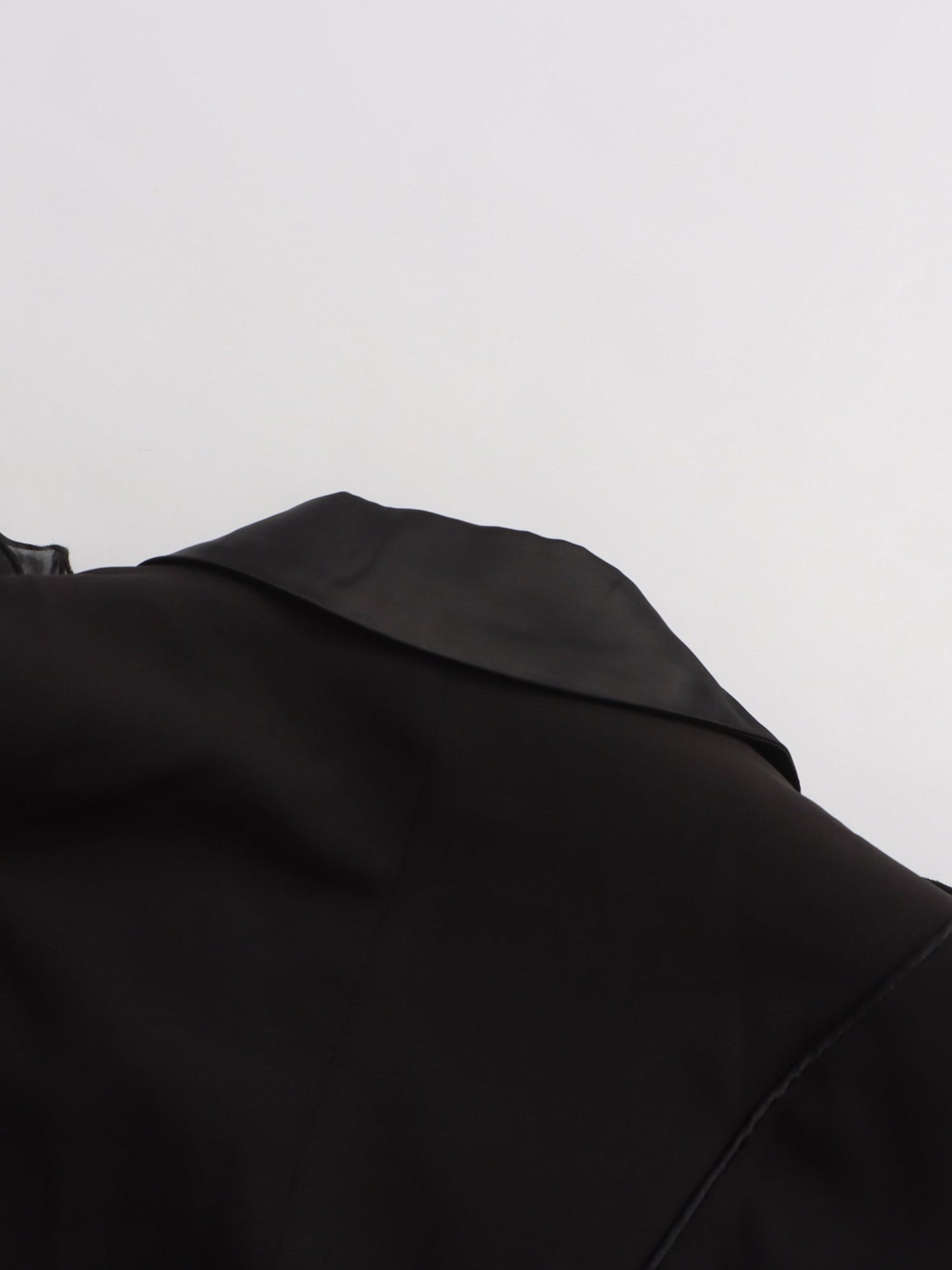 Black Blazer with Organza Ruffle Shoulder & Satin Lapel - SISPELL