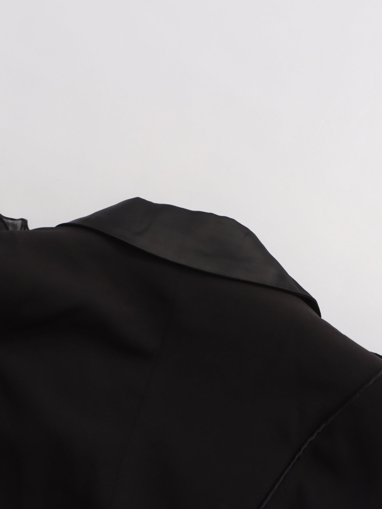 Black Blazer with Organza Ruffle Shoulder & Satin Lapel - SISPELL